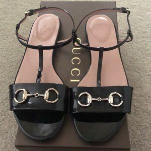 Authentic new Gucci patent leather sandal